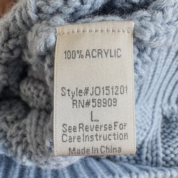 Gianni Bini Light Stone Blue Cable Knit Sleeveless Turtleneck Sweater-Size LG - Picture 8 of 8